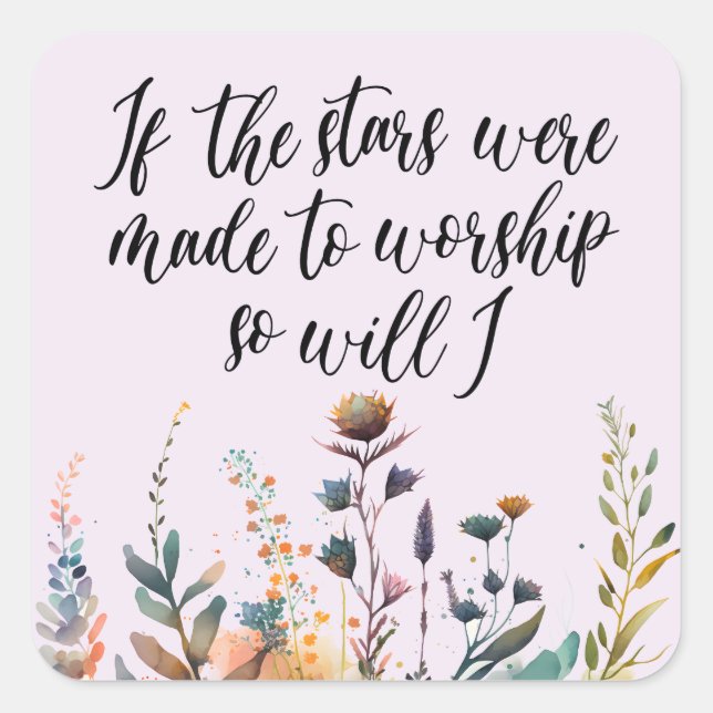 Pegatina Cuadrada Guión de flor silvestre cristiana (Anverso)