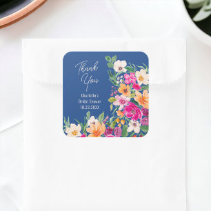 Pegatina Cuadrada Guión de flores silvestres brillantes y audaces pa