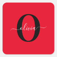 Guión de nombre con monograma personalizado rojo n