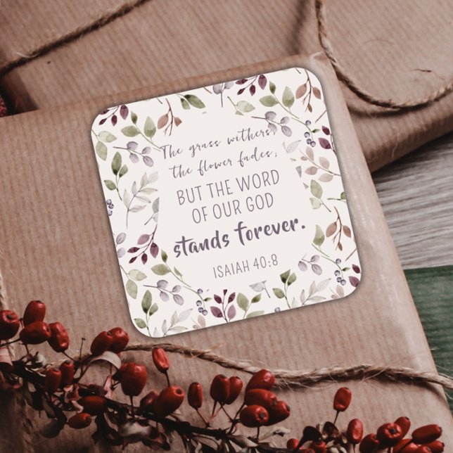 Pegatina Cuadrada Guión del patrón de hojas de otoño de acuarela cri (Subido por el creador)