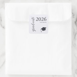 Pegatina Cuadrada Guión Editorial Moderno Firma Graduación 2026