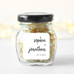Pegatina Cuadrada Guión Minimalista moderno | Boda blanco y negro<br><div class="desc">Estos elegantes y minimalistas stickers de bodas presentan una tipografía de escritura moderna y un texto limpio y sans serif para un diseño sencillo y elegante en blanco y negro que le encantará.</div>