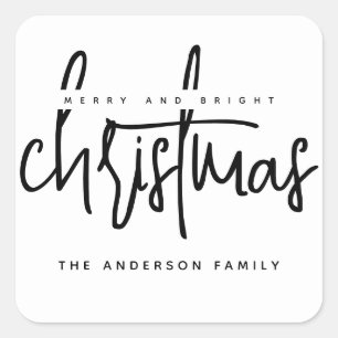 Pegatina Cuadrada Guión minimalista Navidades blancos