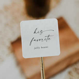 Pegatina Cuadrada Guión moderno Su Favor Favorito De Boda