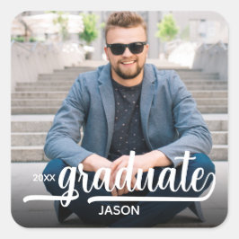 Pegatina Cuadrada Guión negrita de foto graduada