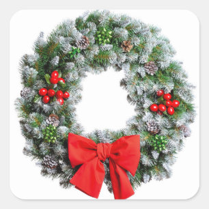 Pegatina Cuadrada Guirnalda del navidad