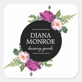 Pegatina Cuadrada Guirnalda floral moderna