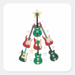 PEGATINA CUADRADA GUITAR CHRISTMAS TREE