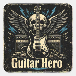 Pegatina Cuadrada Guitar Hero – Rock Player Icon