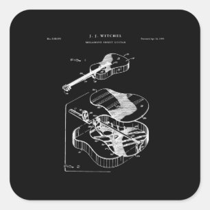 Pegatina Cuadrada Guitar Lover   Martin Guitar Patent