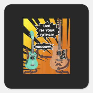 Pegatina Cuadrada Guitariano Uke Soy Tu Padre Cumpleaños