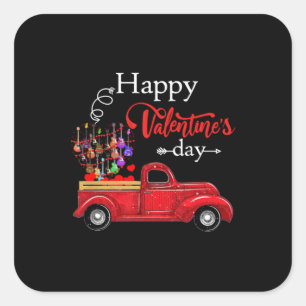 Pegatina Cuadrada Guitarist Happy Valentines Day Guitarist Birthday