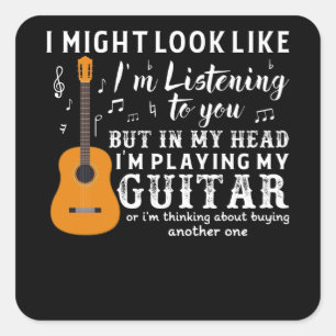 Pegatina Cuadrada Guitarista guitarra Electric Funny Gift Idea