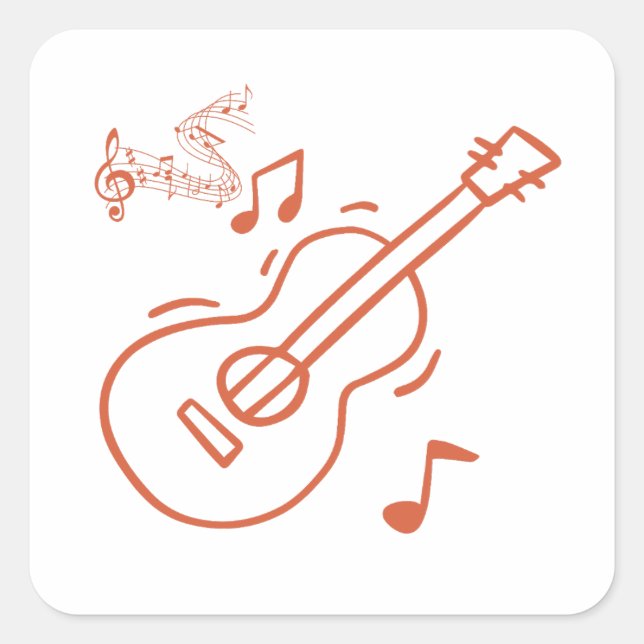 Pegatina Cuadrada guitarra (Anverso)