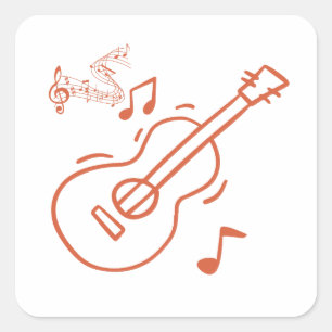 Pegatina Cuadrada guitarra