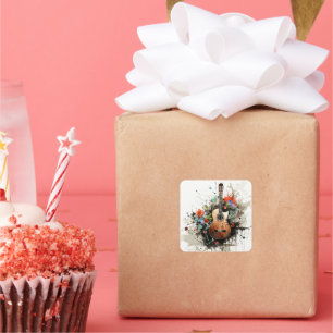 Pegatina Cuadrada Guitarra