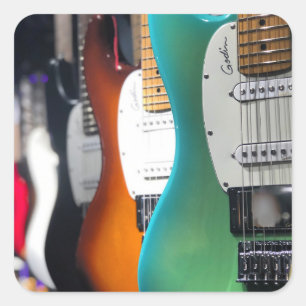 Pegatina Cuadrada Guitarra Acústica bonito