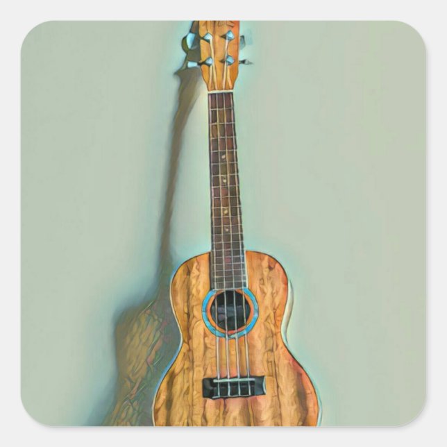 Pegatina Cuadrada Guitarra de rock (Anverso)