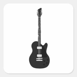 Pegatina Cuadrada Guitarra eléctrica y acústica de Rock and Roll