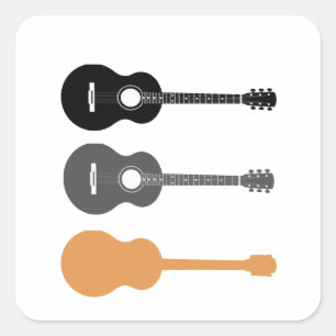 Pegatina Cuadrada Guitarra eléctrica y acústica rock and Roll