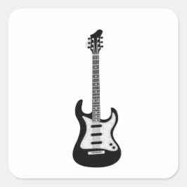 Pegatina Cuadrada Guitarra eléctrica y acústica rock and Roll