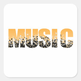 Pegatina Cuadrada Guitarra eléctrica y acústica rock and Roll