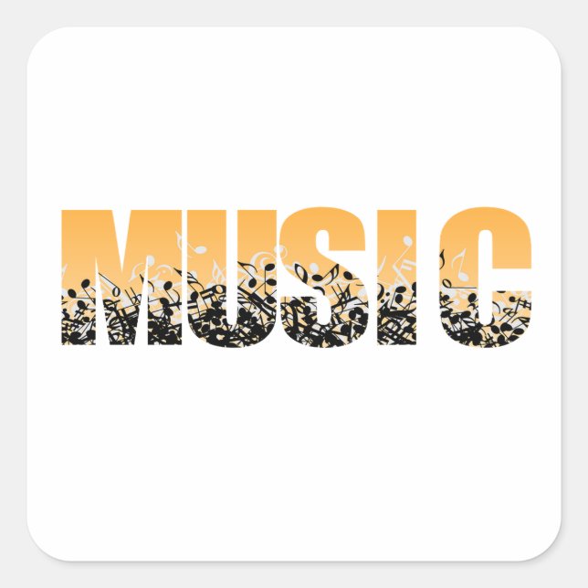 Pegatina Cuadrada Guitarra eléctrica y acústica rock and Roll (Anverso)