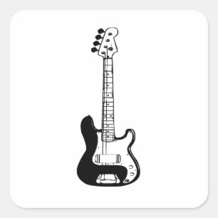 Pegatina Cuadrada Guitarra eléctrica y acústica rock and Roll
