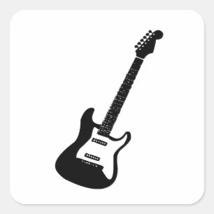 Pegatina Cuadrada Guitarra eléctrica y acústica rock and Roll