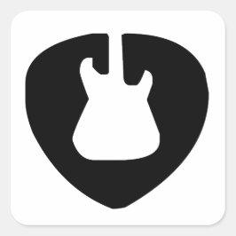 Pegatina Cuadrada Guitarra eléctrica y acústica rock and Roll