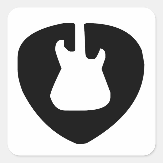 Pegatina Cuadrada Guitarra eléctrica y acústica rock and Roll (Anverso)