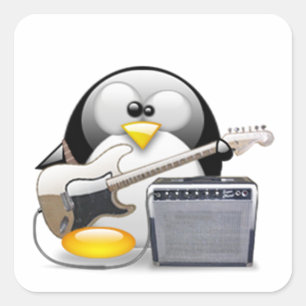 Pegatina Cuadrada Guitarra y amplificador americanos clásicos Tux