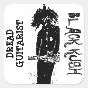 PEGATINA CUADRADA GUITARRISTA TEMIBLE BLACK KUSH
