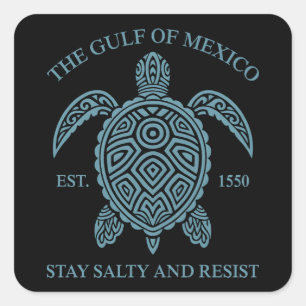 Pegatina Cuadrada Gulf Of Mexico ESTD 1550 Stay Salty And Resist
