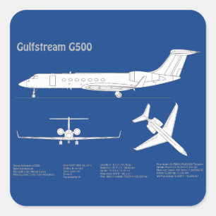 Pegatina Cuadrada Gulfstream G500 - Planes de diseño aéreo ABD