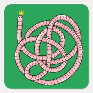 Pegatina Cuadrada Gusano personalizado en la corona