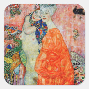 Pegatina Cuadrada Gustav Klimt - Amigas
