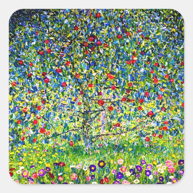 Pegatina Cuadrada Gustav Klimt Apple Tree (Anverso)