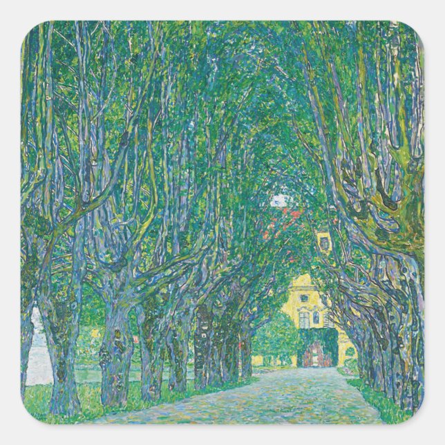 Pegatina Cuadrada Gustav Klimt: Avenue of Schloss Kammer Park (Anverso)