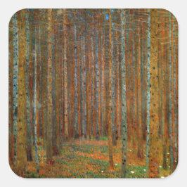 Pegatina Cuadrada Gustav Klimt - Bosque Pino de Tannenwald