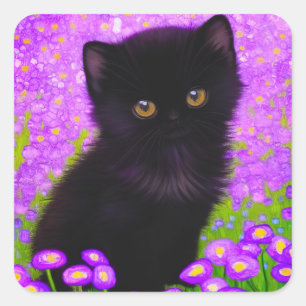 Pegatina Cuadrada Gustav Klimt Cat
