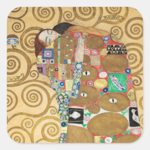 Pegatina Cuadrada Gustav Klimt - Cumplimiento, Friso Stoclet