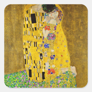 Pegatina Cuadrada Gustav Klimt - El beso