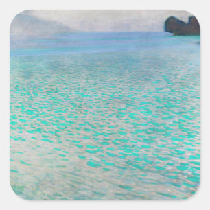 Pegatina Cuadrada Gustav Klimt - En el lago Attersee