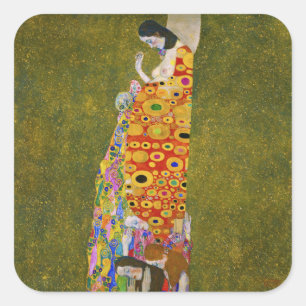 Pegatina Cuadrada Gustav Klimt - Esperanza II
