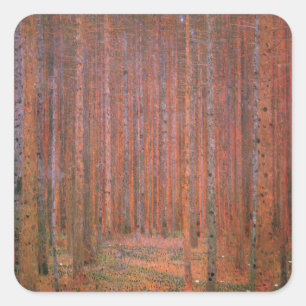 Pegatina Cuadrada Gustav Klimt Fir Forest Tannenwald