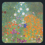 Pegatina Cuadrada Gustav Klimt Flor Jardín Naturaleza<br><div class="desc">Un bonito cuadro del jardín,  un cuadro clásico de Gustav Klimt,  llamado Cottage Garden,  o Bauergarten,  1907,  que se encuentra cerca de un jardín de flores,  un cuadro de flores de colores.</div>