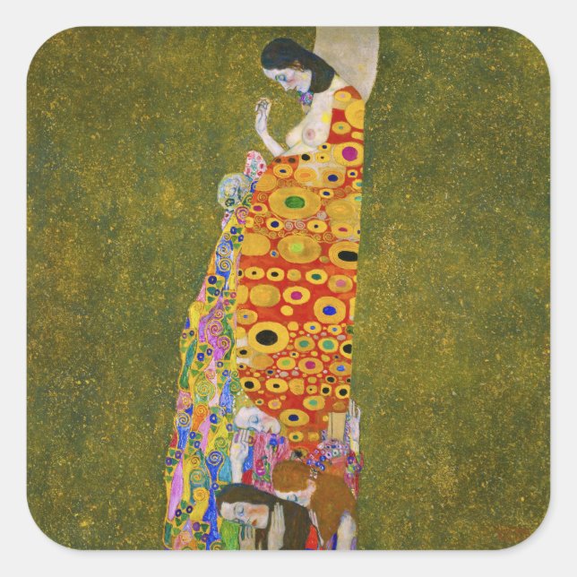 Pegatina Cuadrada Gustav Klimt - Hope II (Anverso)