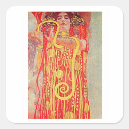 Pegatina Cuadrada Gustav Klimt, Hygieia, Art Nouveau
