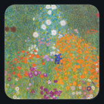 Pegatina Cuadrada Gustav Klimt - Jardín de flores<br><div class="desc">Jardín de flores - Gustav Klimt en 1905-1907</div>